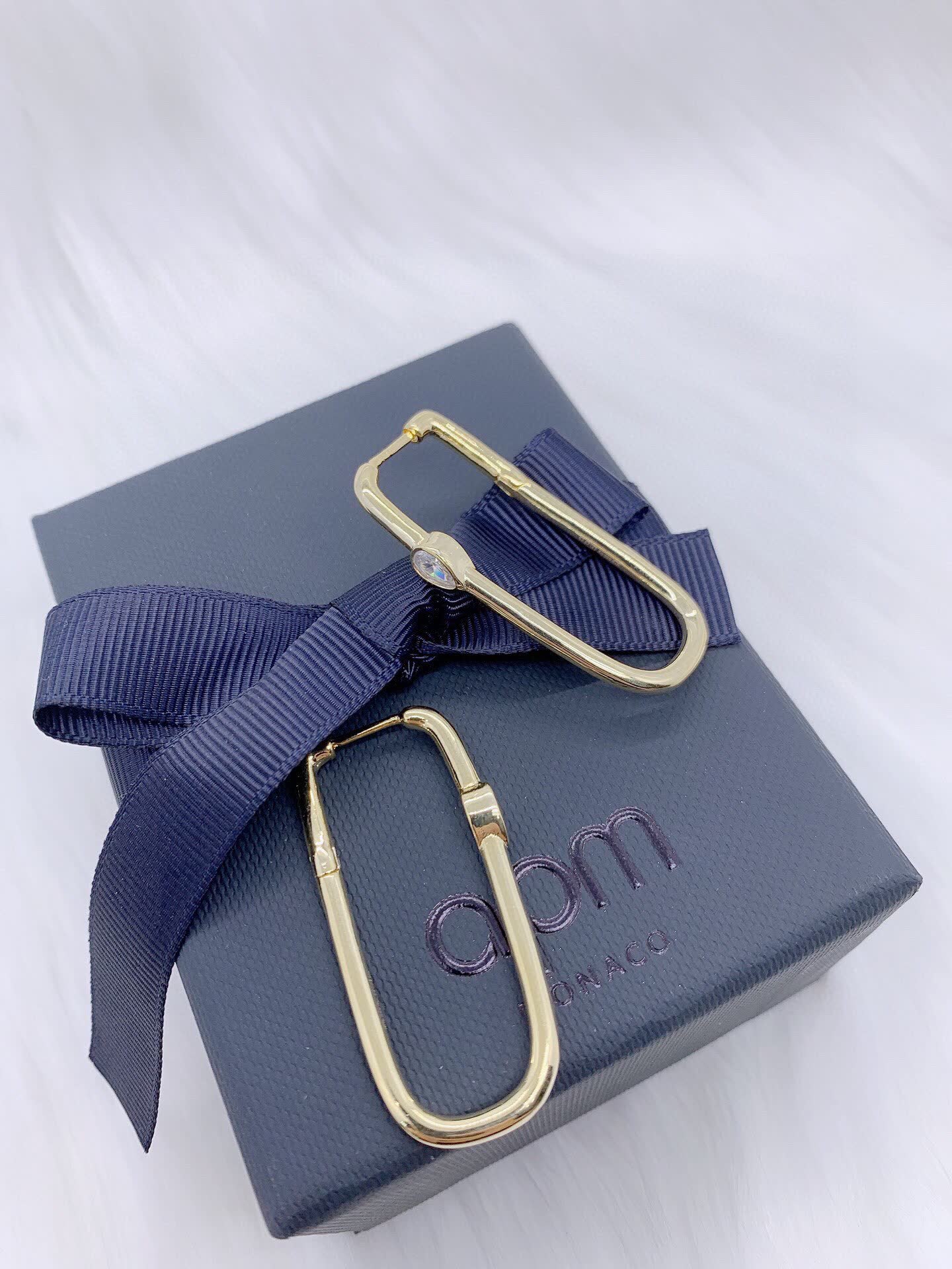 APM Monaco Gold Hoop Earrings with Diamond
